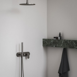  	Смеситель для душа Ravak Eleganta на 2 потребителя с душевым набором графит матовый X070337