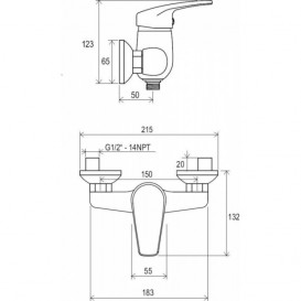 Змішувач для душа Ravak Neo NO 032.00 / 150 змішувач хром X070018