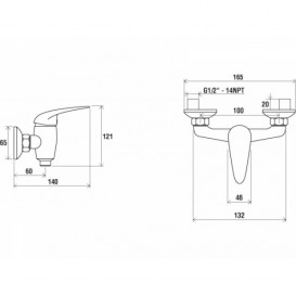 Змішувач для душа Ravak Suzan SN 032.00 / 100 змішувач хром X070005