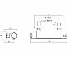 Смеситель для душа Ravak Termo TE 072.00/150 термостатический двухвентильный X070051
