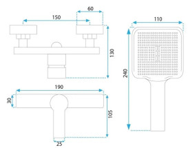 Смеситель для душа Rea Argus с душевым гарнитуром черный матовый REA-B6406