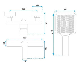 Смеситель для душа Rea Argus с душевым гарнитуром золото REA-B6408