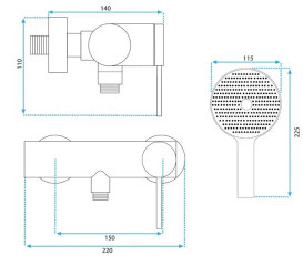 Смеситель для душа Rea Clif с душевым гарнитуром матовое золото REA-B4243
