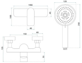 Смеситель для душа Rea Dart с душевым гарнитуром хром REA-B3303