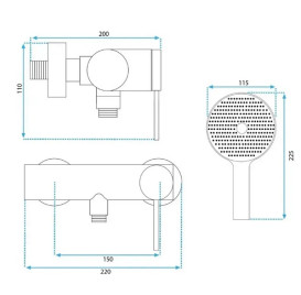 Смеситель для душа Rea Foss с душевым гарнитуром черный REA-B5110