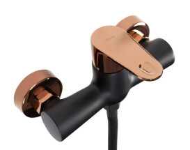 Смеситель для душа Rea Mild с душевым гарнитуром черный/розовое золото REA-B9149