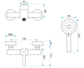 Смеситель для душа Rea Ontario с душевым гарнитуром матовое золото REA-B5501