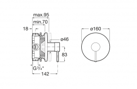 Змішувач для душа Roca Lanta змішувач (зовнішня частина) латунь хром A5A2B11C00