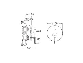 Змішувач для душу Roca Ona одноважільний на 2 споживачі Evershine чорний матовий A5A0B9ENB0