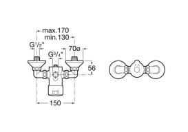 Змішувач для душа Roca Sprint нажімной зі зміщеними сполуками A5A2117C00