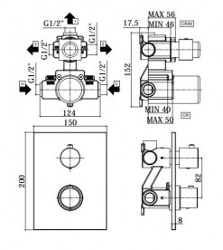 Змішувач з термостатом прихований (вбудований) Paffoni Light хром LIQ 519 CR