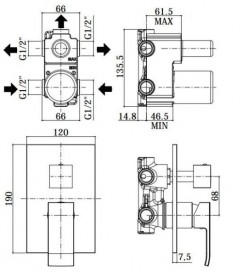 Смеситель для душа скрытый (встраиваемый) Paffoni Effe хром EF 019 CR/M