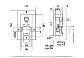 Змішувач для душа прихований (вбудований) Paffoni Effe хром EF 015 CR