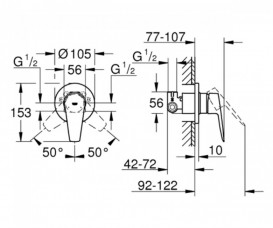 Смеситель для душа скрытого монтажа Grohe BauEdge New однорычажный хром 29040001