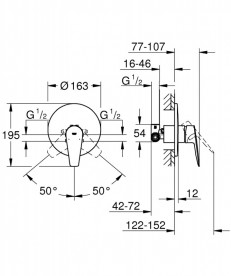 Смеситель для душа скрытого монтажа Grohe BauEdge New однорычажный хром 29078001