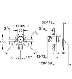 Змішувач для душу прихованого монтажу Grohe BauLoop New одноважільний хром 29042001