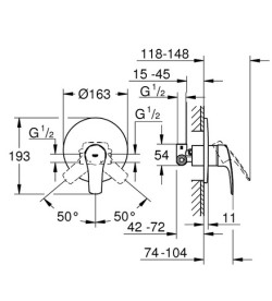 Змішувач для душу прихованого монтажу Grohe Eurosmart з душовим гарнітуром хром UA33556002