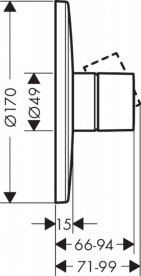 Змішувач для душу прихованого монтажу Hansgrohe Axor Uno шліфований чорний хром 45605340