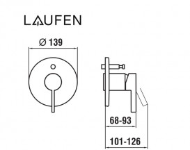 Змішувач для душу прихованого монтажу Laufen Kartell одноважільний золото з PVD-покриттям H3213360010001