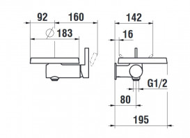 Змішувач для душу прихованого монтажу Laufen Kartell з душовим гарнітуром хром H3313390041411