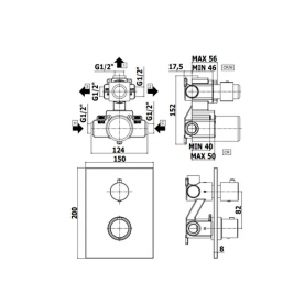 Смеситель для душа скрытого монтажа Paffoni Light с термостатом 3 потребителя черный матовый LIQ 519 NO/M
