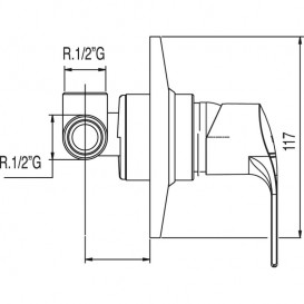 Змішувач для душу прихованого монтажу Tres K-tres одноважільний хром 06917712