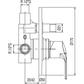 Смеситель для душа скрытого монтажа Tres K-tres однорычажный 2 потребителя хром 06918012