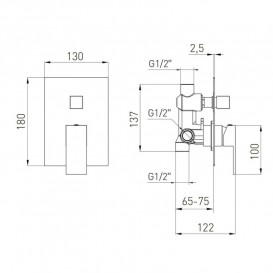 Смеситель для душа скрытого монтажа Volle Pardo однорычажный золотой 1548.030215