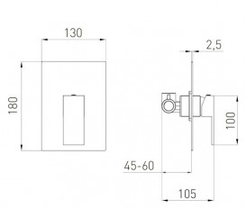 Смеситель для душа скрытого монтажа Volle Pardo однорычажный черный 1548.100204
