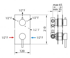 Смеситель для душа термостатический встраиваемый Bossini Oki-4 хром Z75206410