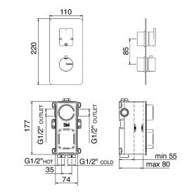 Смеситель для душа Treemme Hask термостатический белый матовый 8A46BB05