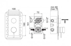 Смеситель для душа Treemme Philo скрытого монтажа термостатический 7571VLСС