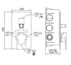 Смеситель для душа Treemme Ran однорычажный скрытого монтажа хром 2249СС01