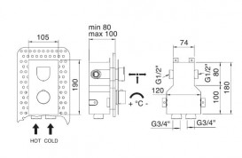 Смеситель для душа Treemme Ran скрытого монтажа термостатический хром 546CC67