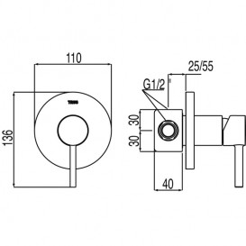 Змішувач для душу Tres Alplus одноважільний вбудований хром 20317701