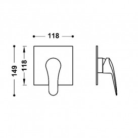 Змішувач для душу Tres Base Plus вбудований 1 споживач хром 21627810