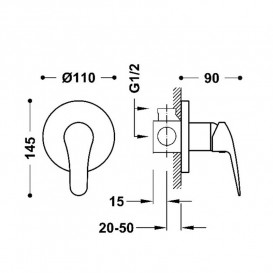 Смеситель для душа Tres Base Plus встраиваемый 1 потребитель хром 21617701