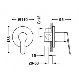 Смеситель для душа Tres Base встраиваемый 1 потребитель хром 21517701
