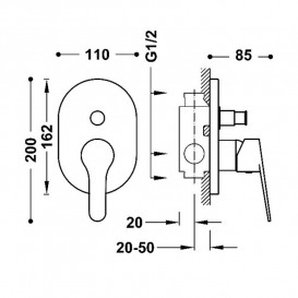 Змішувач для душу Tres Base вбудований 2 споживача хром 21518001