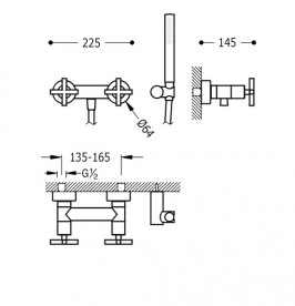 Змішувач для душа Tres Bimax-Tres двухвентильний з ручним душем хром 163868