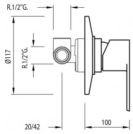 Змішувач для душа Tres BM-Tres одноважільній вбудовується хром 01717712