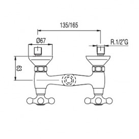 Змішувач для душа Tres Clasic-Tres двухвентильний настінний з ручним душем хром 132768