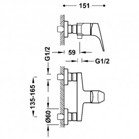 Змішувач для душу Tres Canigo одноважільний хром 21726701