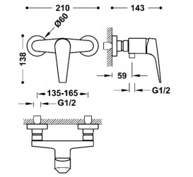 Змішувач для душу Tres Canigo одноважільний хром 21726710