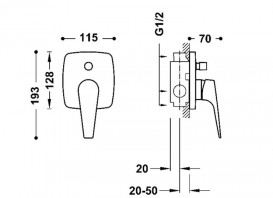 Змішувач для душу Tres Canigo Plus вбудований 2 споживача хром 21818001