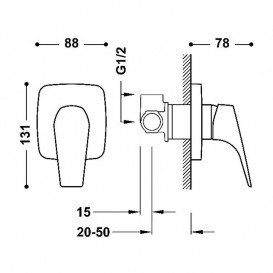 Смеситель для душа Tres Canigo встраиваемый 1 потребитель хром 21717701