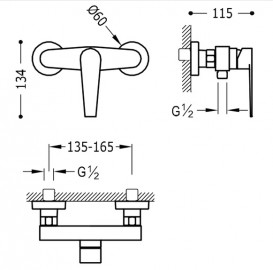 Смеситель для душа Tres Class-Tres однорычажный с ручным душем хром 20516701