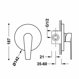 Змішувач для душу Tres Class-Tres Rapid-Box вбудований одноважільний хром 20527701