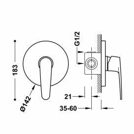 Змішувач для душу Tres Flat-tres Rapid-Box вбудований одноважільний хром 20427701
