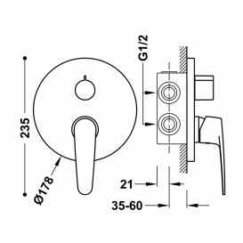 Змішувач для душу Tres Flat-tres Rapid-Box (2 канали) вбудований одноважільний хром 20428001